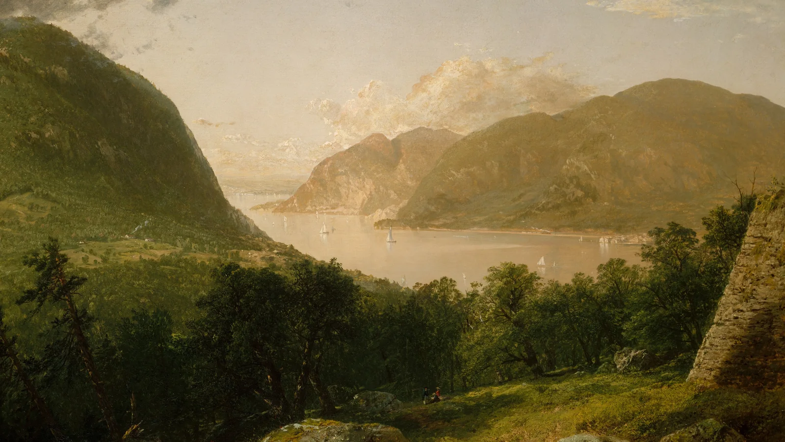 Hudson River Scene, an oil painting on canvas by John Frederick Kensett, 1857